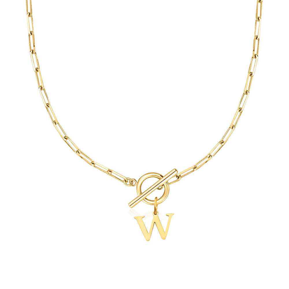 Paperclip initiaal ketting met ronde knevelsluiting