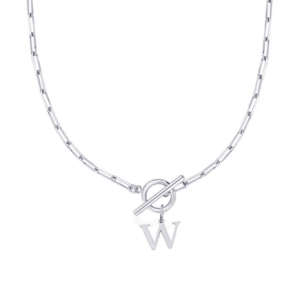 Paperclip initiaal ketting met ronde knevelsluiting