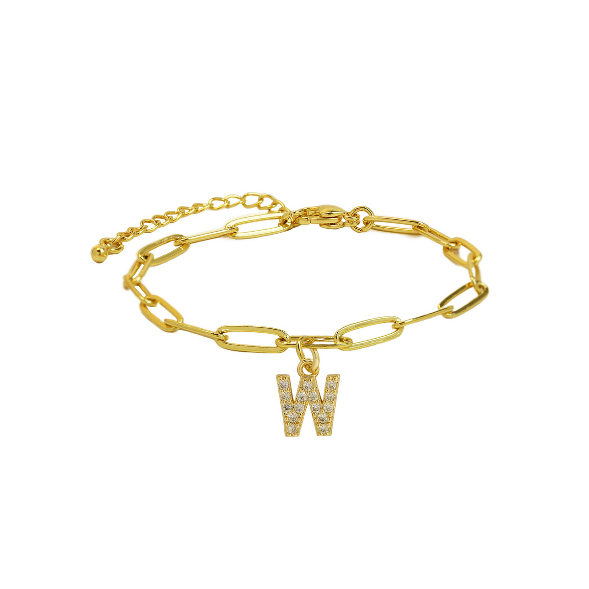 Fijne paperclip armband met initiaal