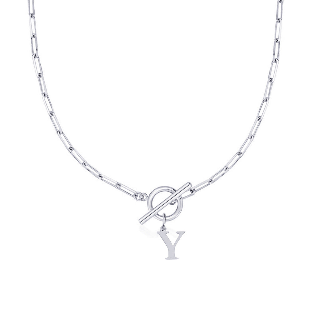 Paperclip initiaal ketting met ronde knevelsluiting