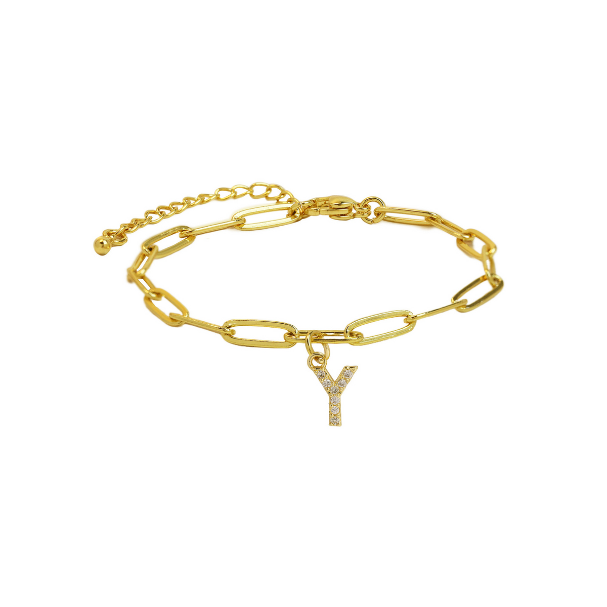 Fijne paperclip armband met initiaal