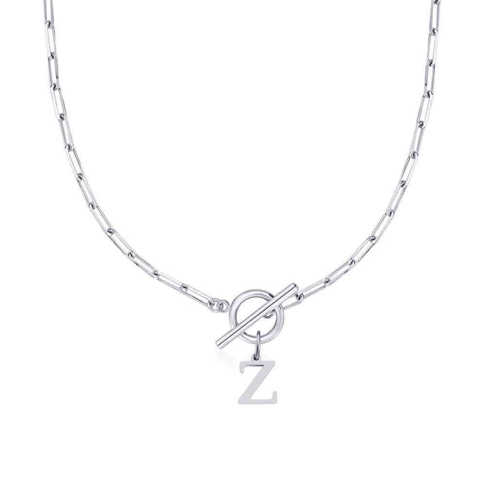 Paperclip initiaal ketting met ronde knevelsluiting