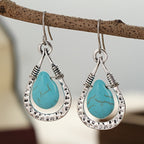 Vintage retro oorhangers met druppelvormige turkoois