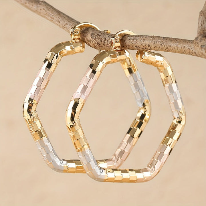 Vintage Retro Style Gold Plated Round Tie Dye Hoop Earrings