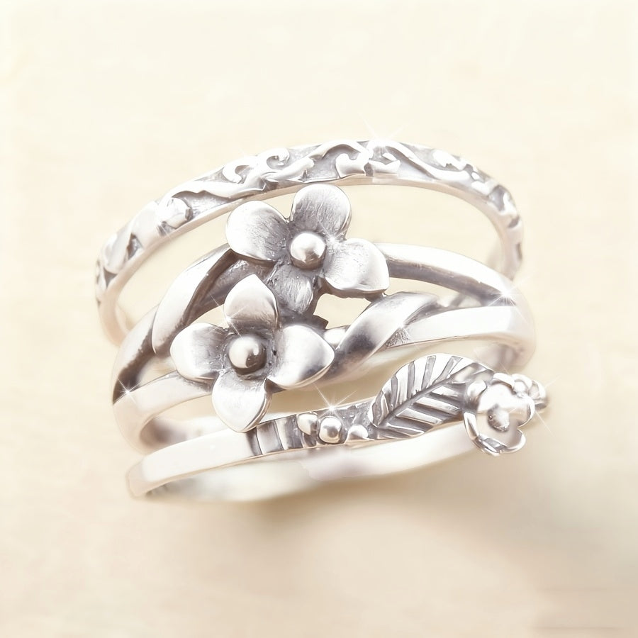Bohemien vintage stijl verfijnde bloemenmotief ring