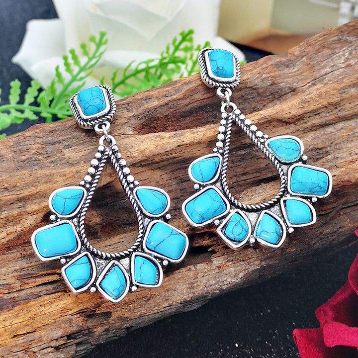 Vintage Silver Plated Turquoise Drop Earrings