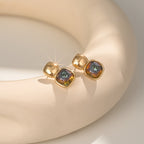 Vintage goudkleurige geometrische vierkante oorbellen