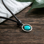 Bohemien turkoois hanger leren choker ketting