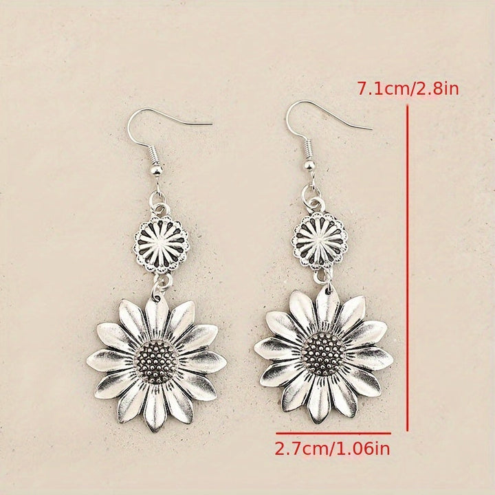Vintage Bohemian Sunflower Drop Earrings