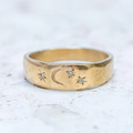 Vintage Celestial Moon & Star Gold Plated Ring