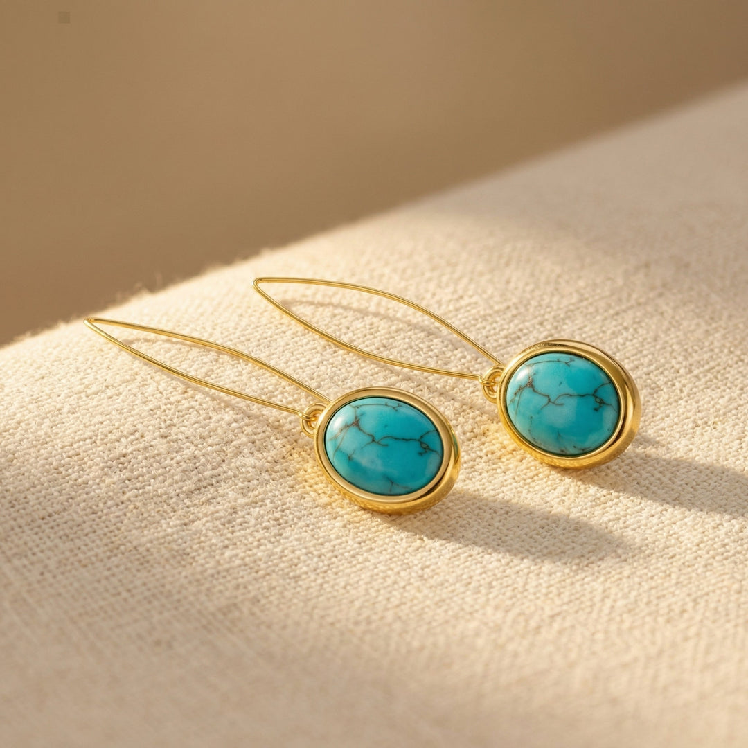 Turquoise 925 Sterling Silver Teardrop Dangle Earrings