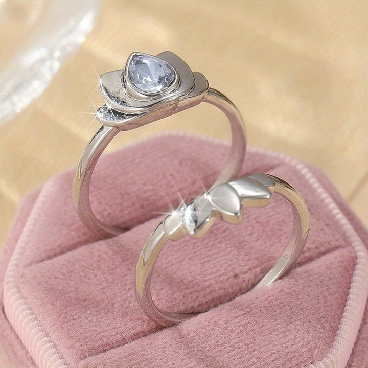 Vintage Retro Style Teardrop Zirconia Lotus Flower Ring