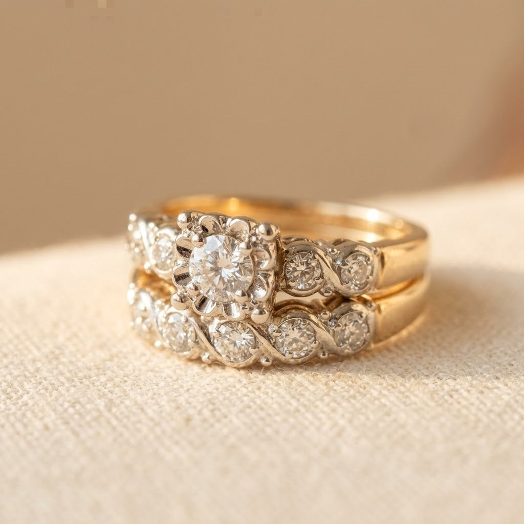 Vintage sprankelende goudkleurige ring