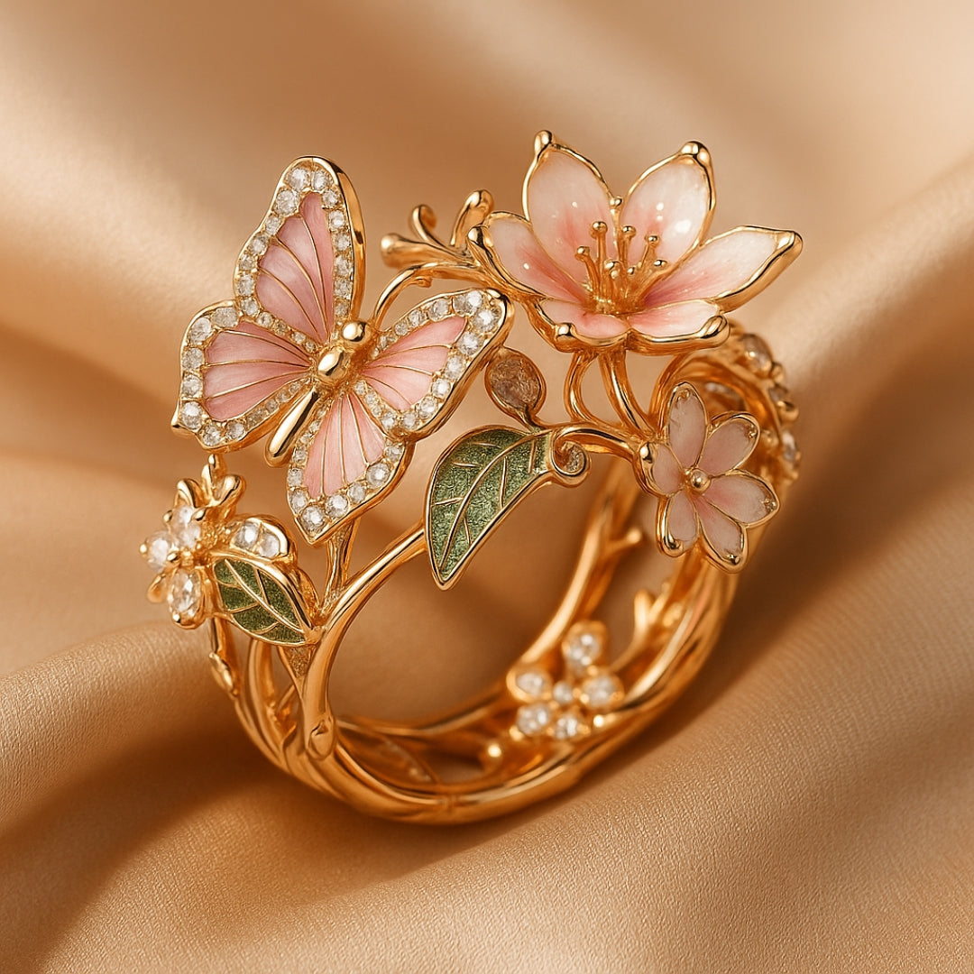 Natuur heldere vlinder zirkonia ring