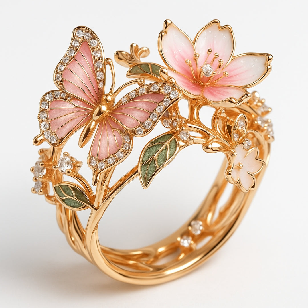 Natuur heldere vlinder zirkonia ring