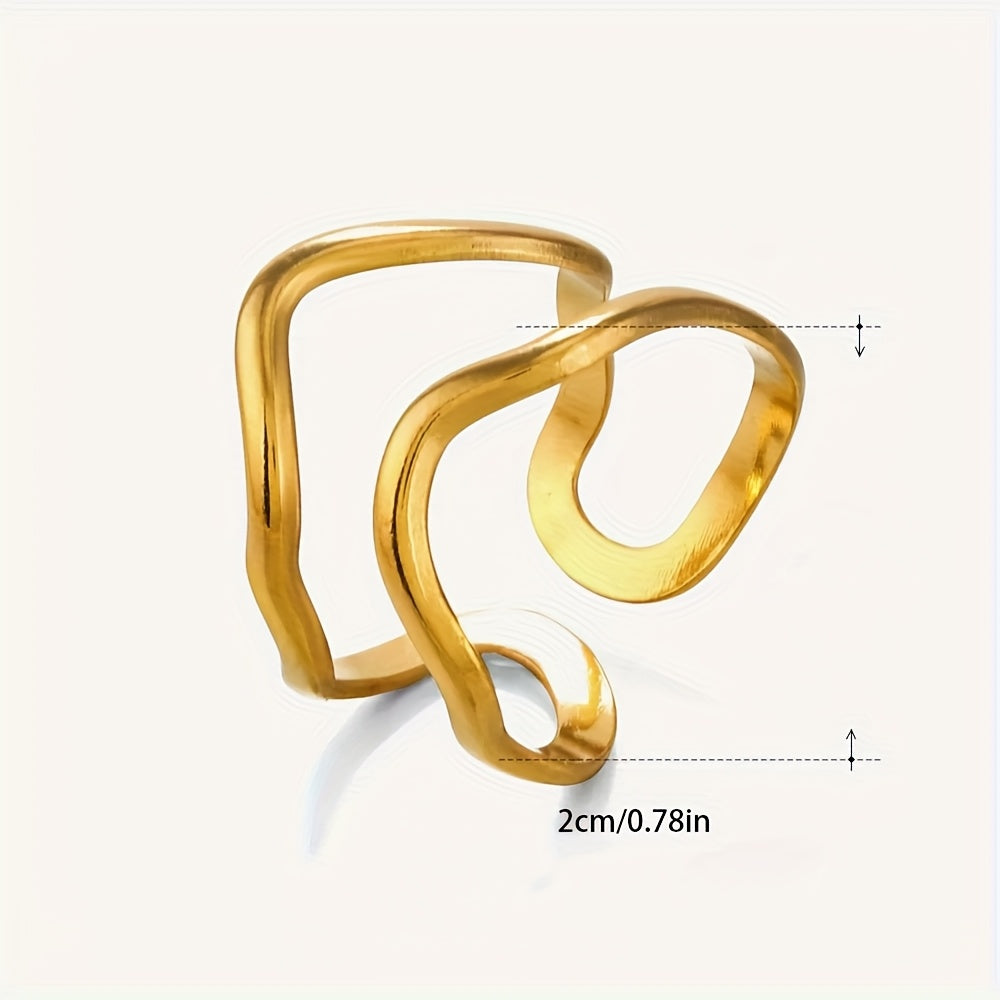 Minimalistische verstelbare goudkleurige ringenset in golfstijl