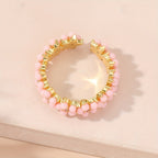 Vintage geometrische ronde ring met kralencluster en ingelegd zirkonia