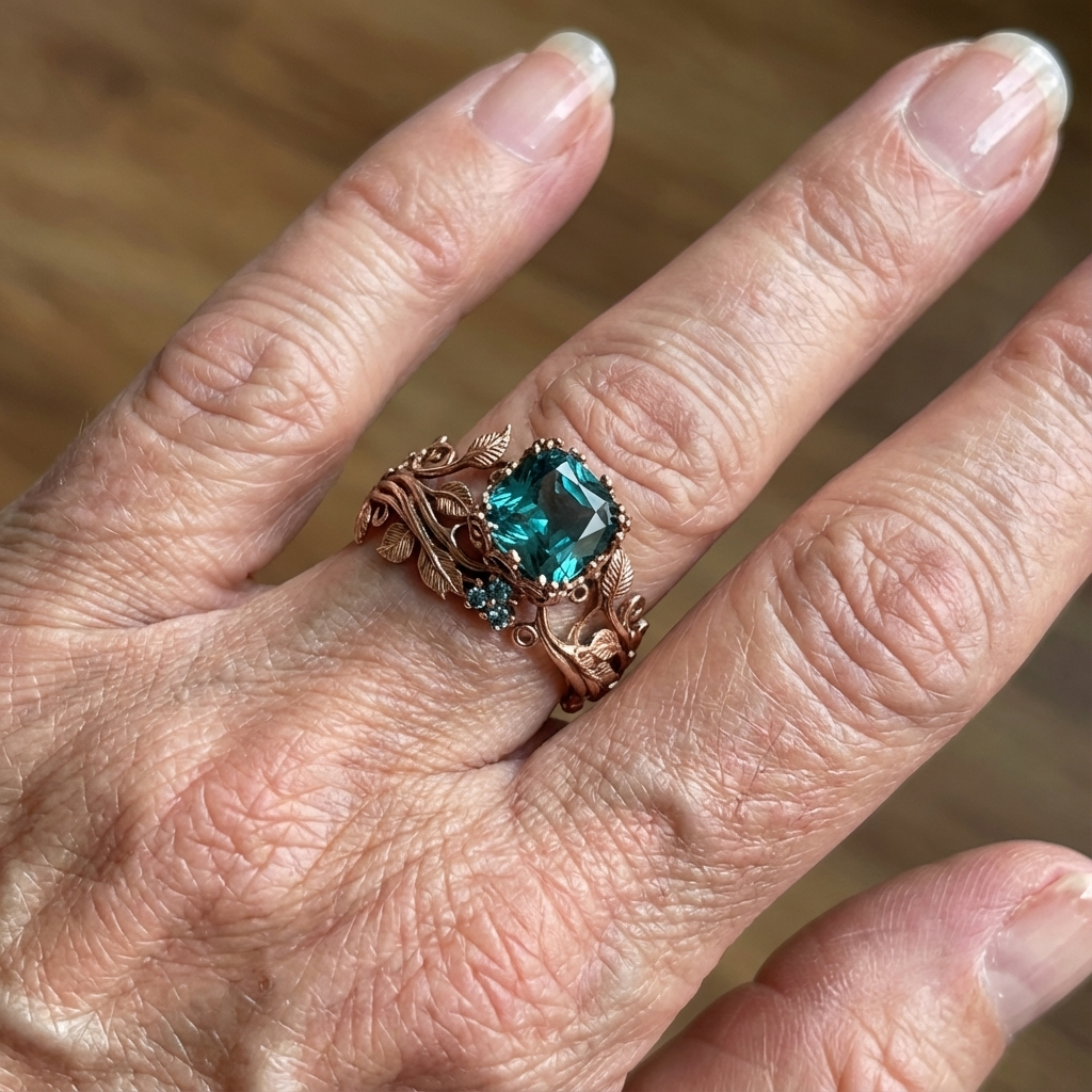 Natuur groene kristallen ring