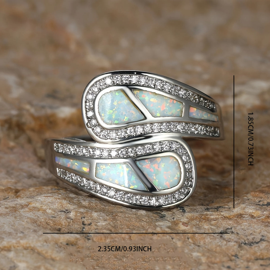 Vintage Boho White Opal Stone Ring