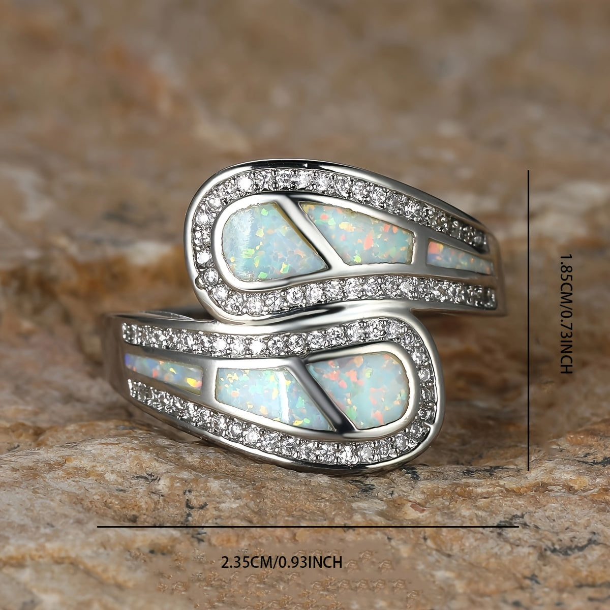 Vintage Boho White Opal Stone Ring