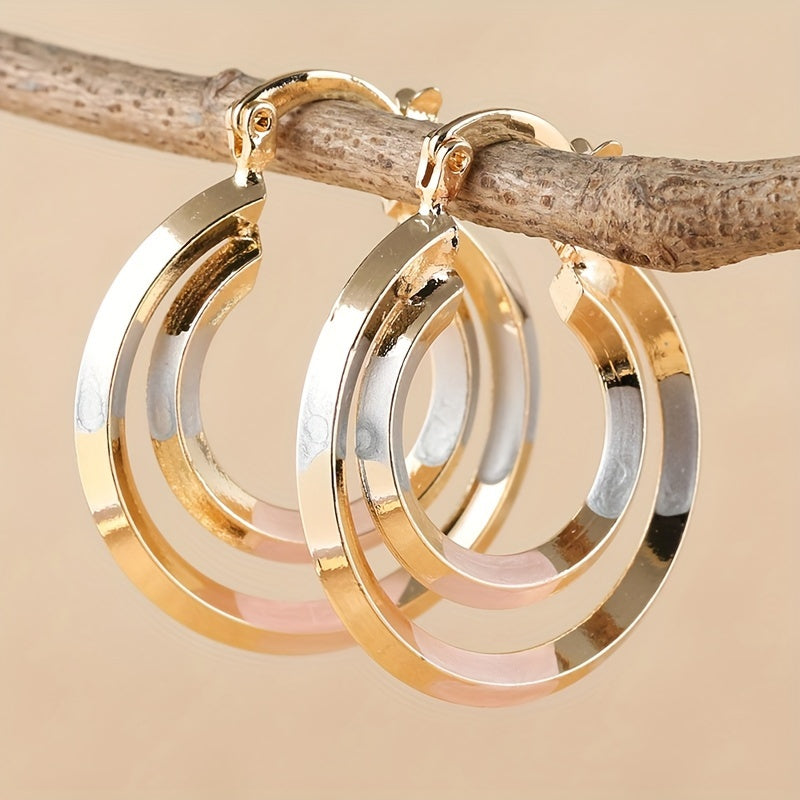 Stylish Hollow Round Shaped Gold Plated Earrings
