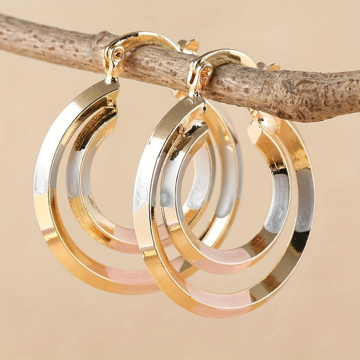 Stylish Hollow Round Shaped Gold Plated Earrings