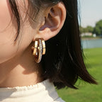 Vintage Gold C-Hoop Earrings with Pavé Crystal Detail