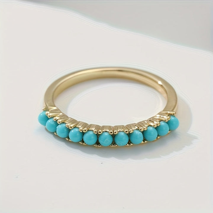 Bohemian Turquoise Beaded Gold Plated Band Ring