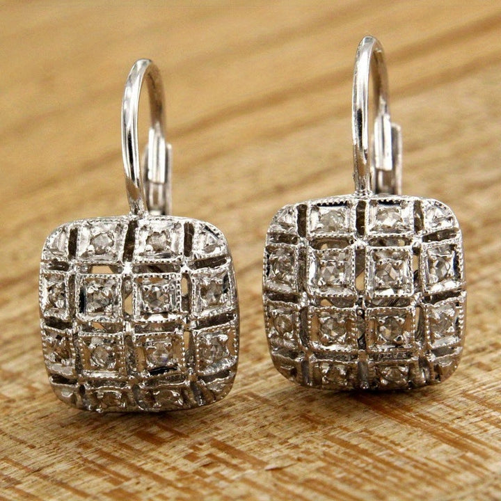 Classic White Zirconia Hook Shaped Hoops Earrings
