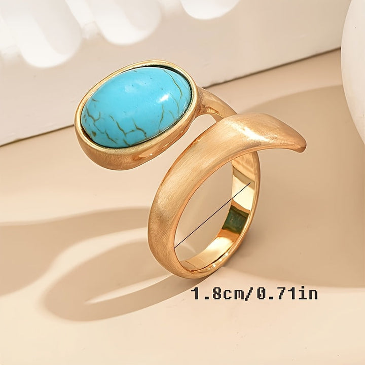 Bohemian Turquoise Gold Plated Open Band Ring