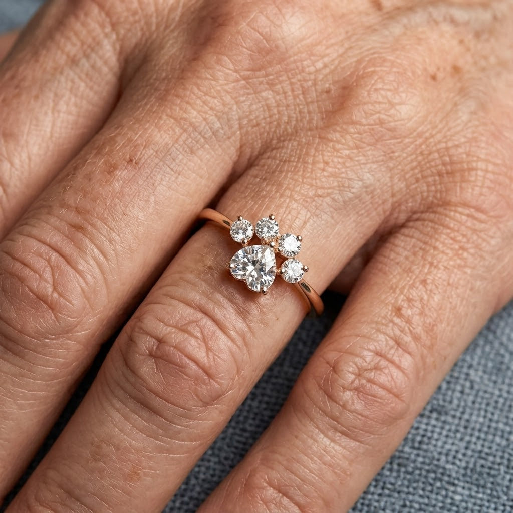 Vintage Zirconia Paw Ring
