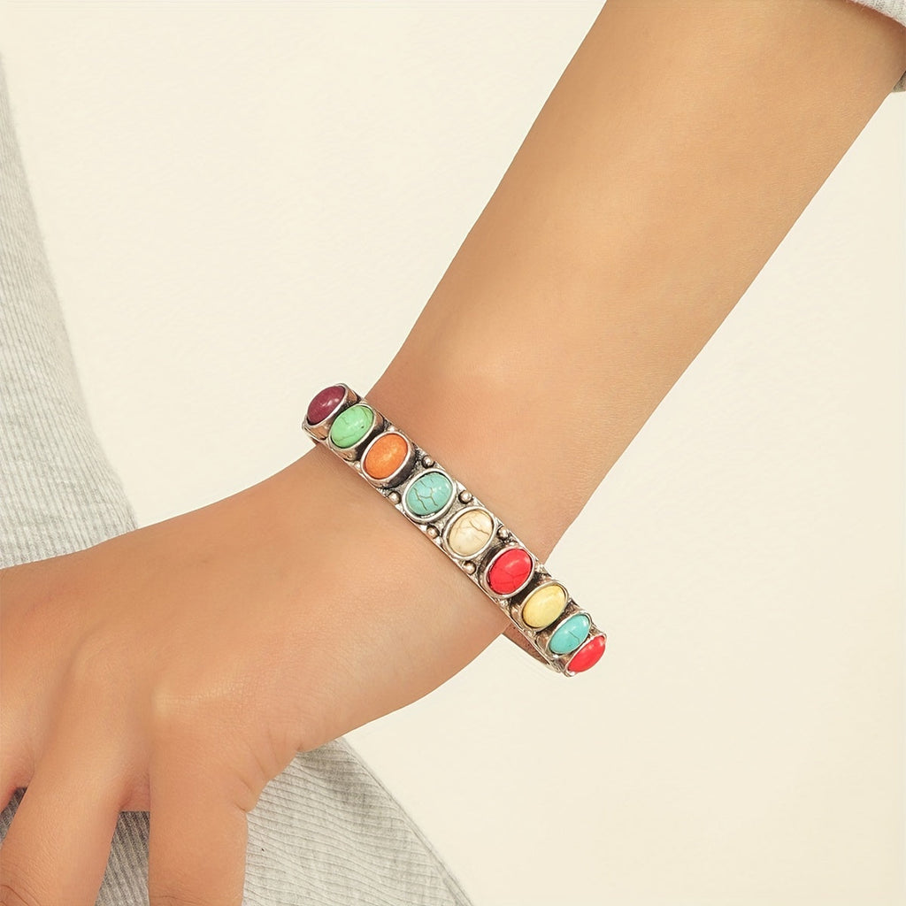 Vintage cuff armband met meerdere turkooizen stenen