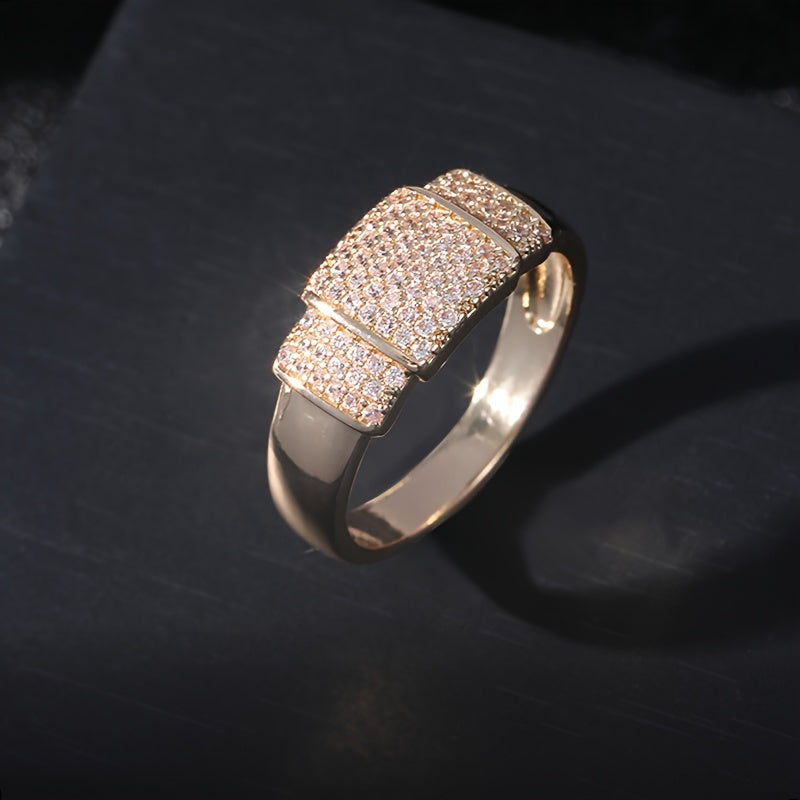 Elegante vergulde ring met zirkonia