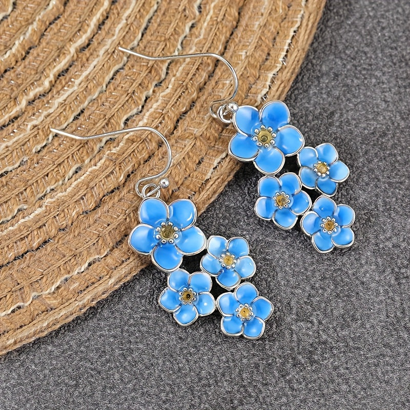 Vintage bohemien oorhangers met blauw emaille