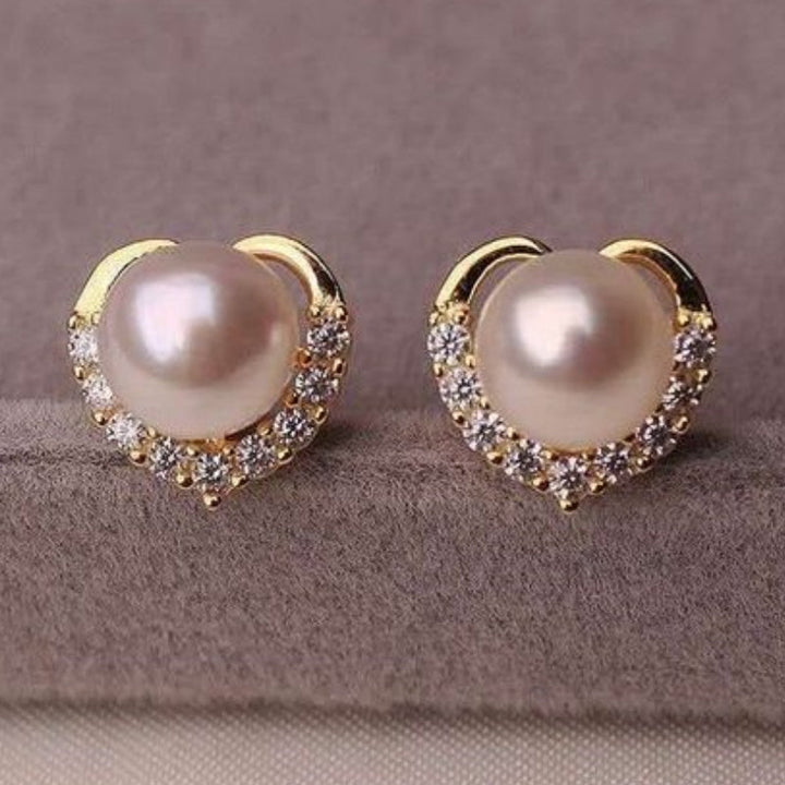Vintage Pearl Earrings Gold Stud