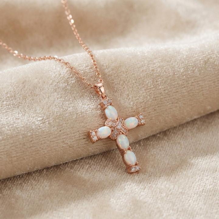 Opal Cross Necklace