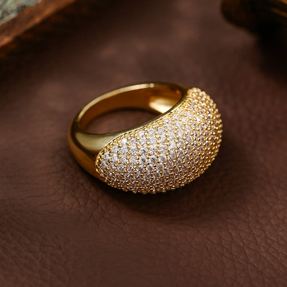 Elegante koepelring met zirkonia