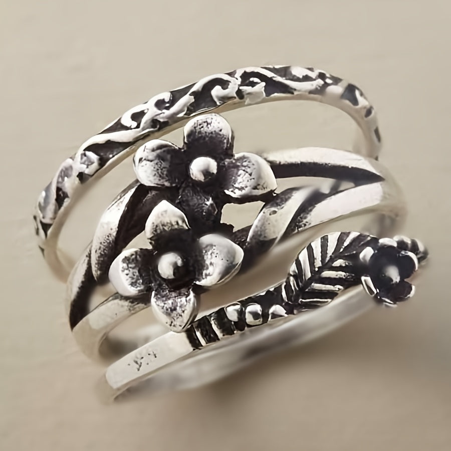 Bohemien vintage stijl verfijnde bloemenmotief ring