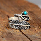 Boho veer turkoois sterling zilveren ring