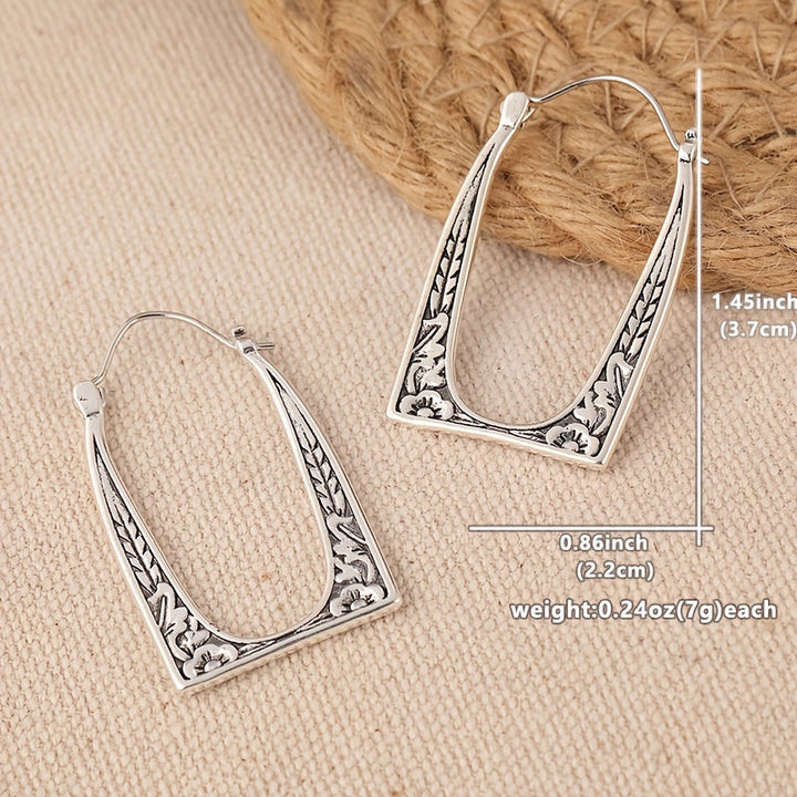 Vintage Boho Design&nbsp;U-Shape Floral Earrings