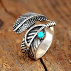 Boho veer turkoois sterling zilveren ring