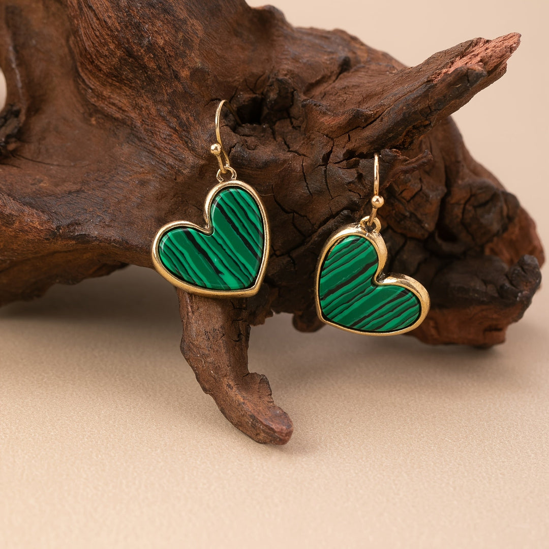 Bohemian Minimalist Natural Turquoise Heart Earrings