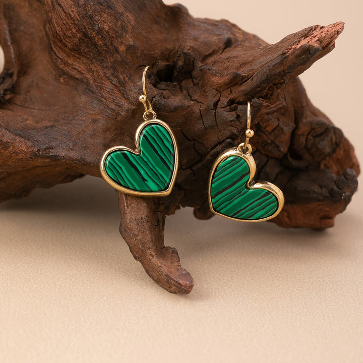 Bohemian Minimalist Natural Turquoise Heart Earrings