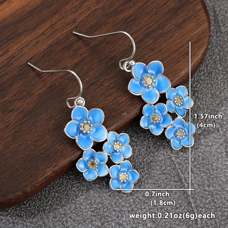 Vintage bohemien oorhangers met blauw emaille