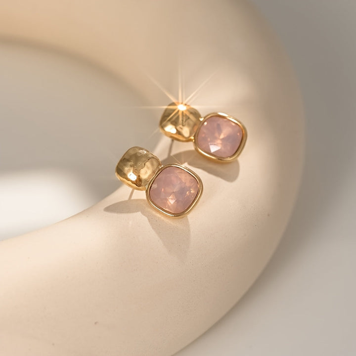 Vintage Gold-Tone Geometric Square Earrings