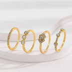 Vintage vergulde stapelbare ringenset geïnspireerd op art deco
