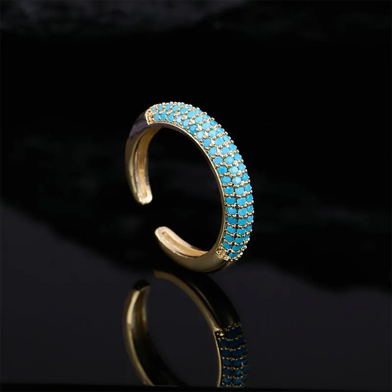 Elegante vintage vergulde ring met turkoois