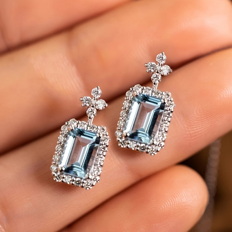 Vintage CZ Diamond Earrings Gold Drop