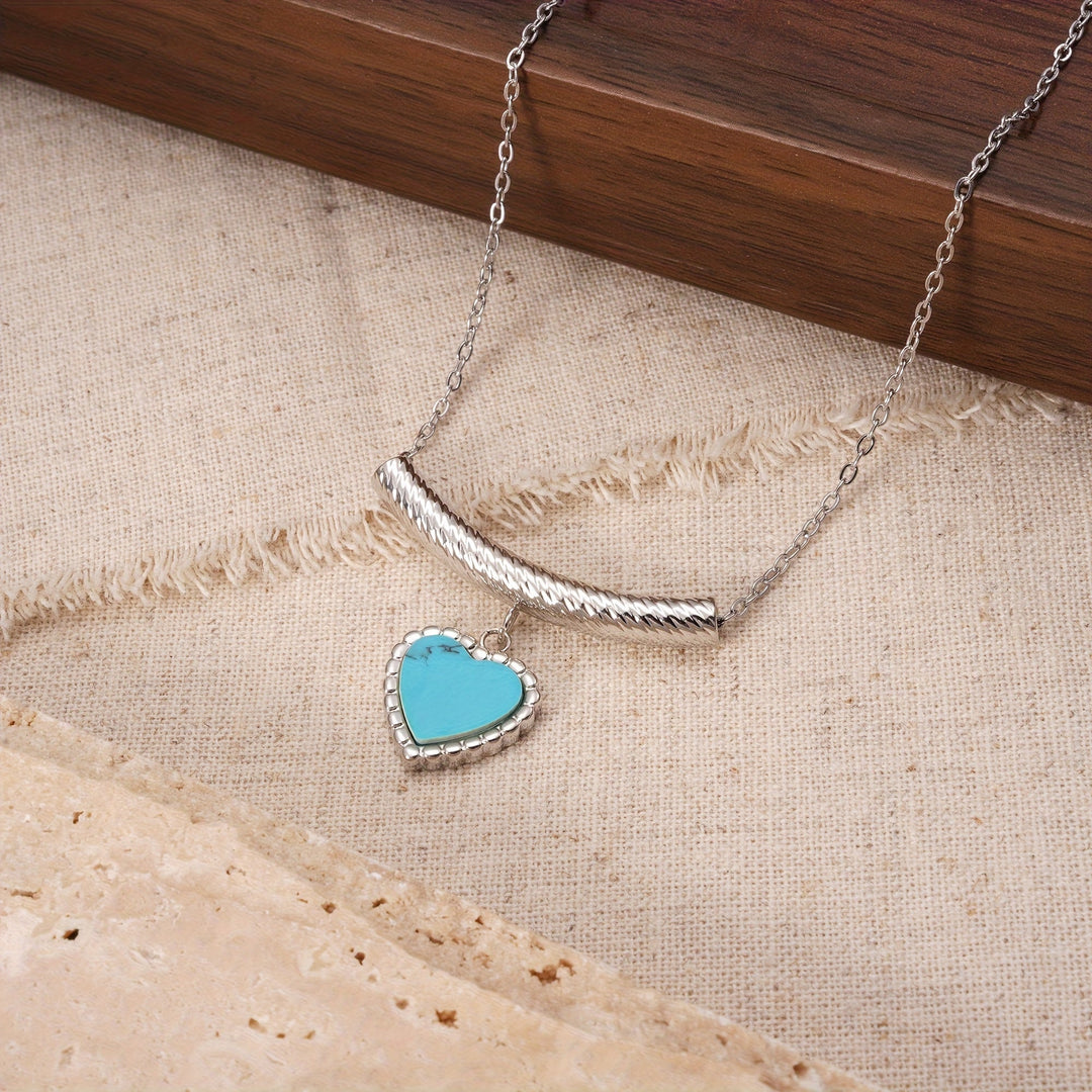 Bohemian Heart Shaped Turquoise Pendant Necklace