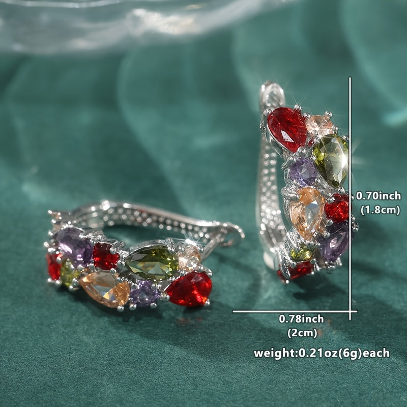 Elegante druppelvormige oorbellen met meerkleurige zirkonia
